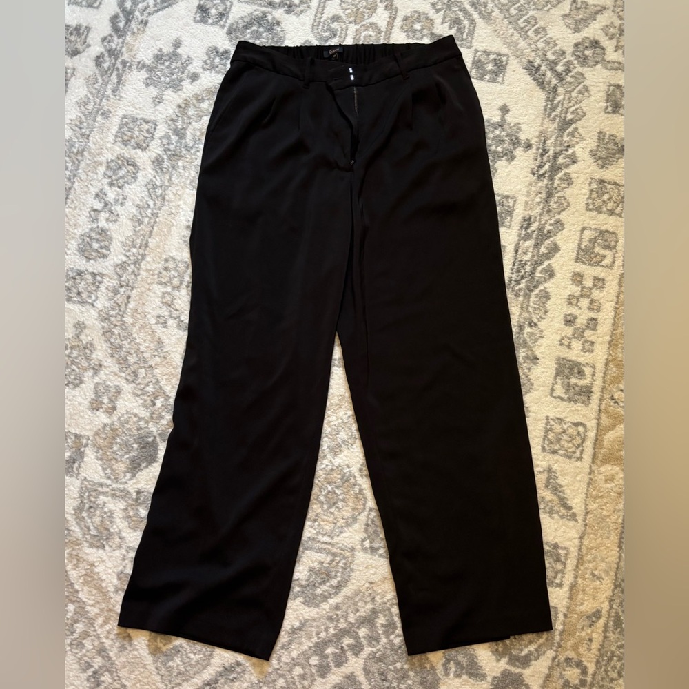 Quince Stretch Crepe Pleated Wide Leg Pants